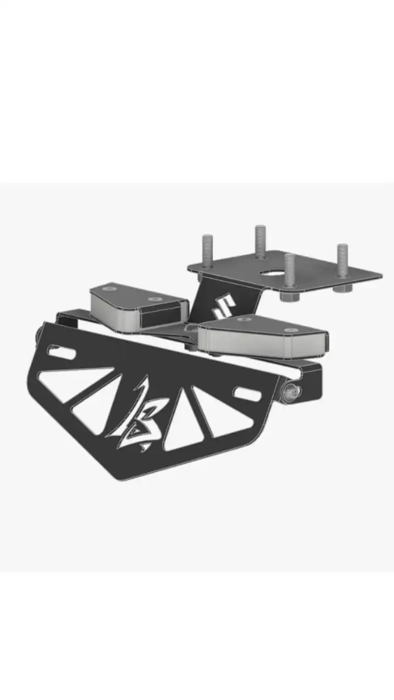 Front three-quarter view of Split integrated-indicator tail tidy with LS Customs cut-out plate bracket