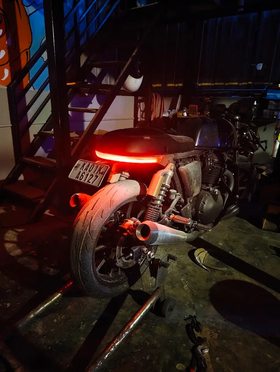 Finished custom motorcycle build detail